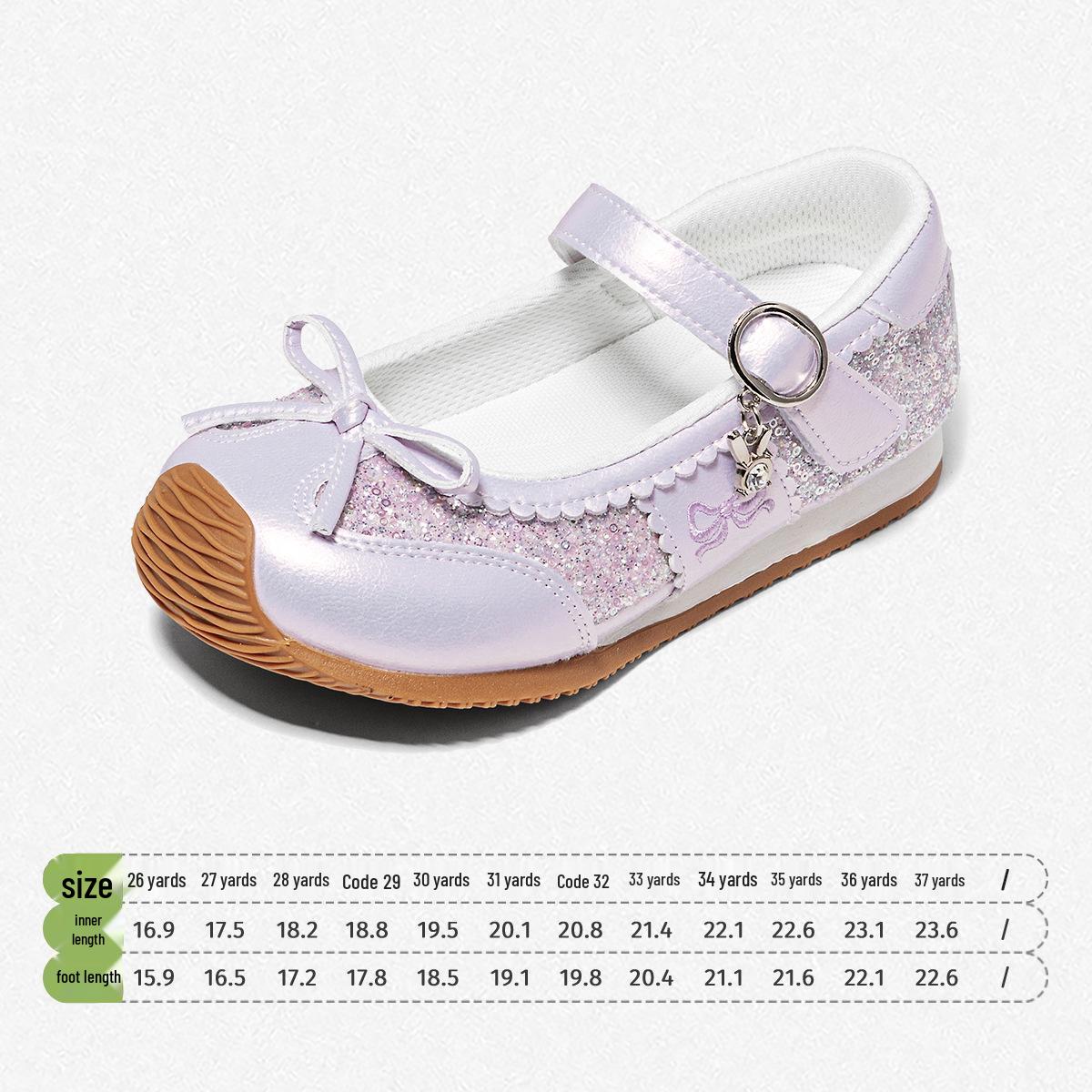 Snuffy Girls  Spring 2026 Low-Top Breathable Princess Sports Shoes with Soft Sole Size 34