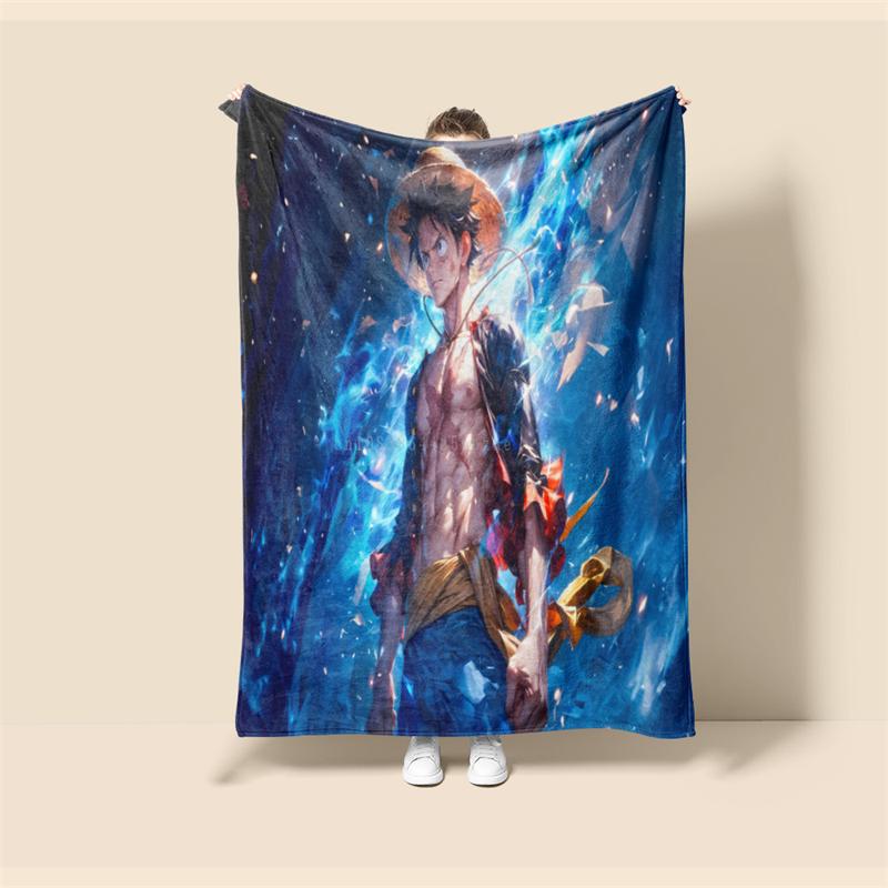Throw Blanket One Piece Luffy Cartoon Anime Children Teenagers Adult Game Peripheral Collection Products Soft and Comfortable