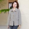Mom's Spring and Autumn Fashion Trouser Top Trouser New Middle-aged Women's Clothing 50-year-old Lapel Fashion Large Size Woolen Jacket