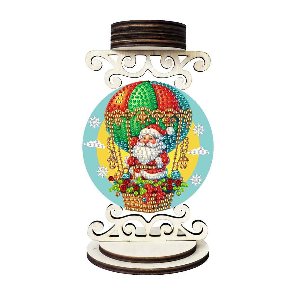 Wooden Special Shaped Christmas Mosaic Rhinestone Drawing Candlestick Decor Desktop Diamond Art Candle Holder for Home Office