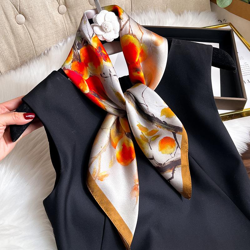 100% Real Silk Scarf Women Square Shawls Wraps Foulard Scarves Pashmina Female Hijab Bandana bufanda Poncho Square Kerchief 68cm