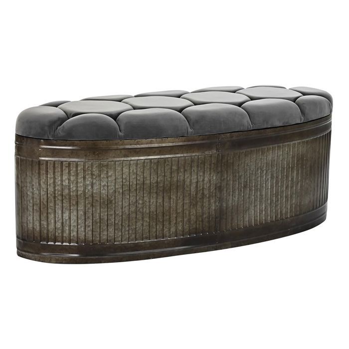 Banc Banquette - DKD Home Decor - Métal - Gris - Confortable - Design Contemporain