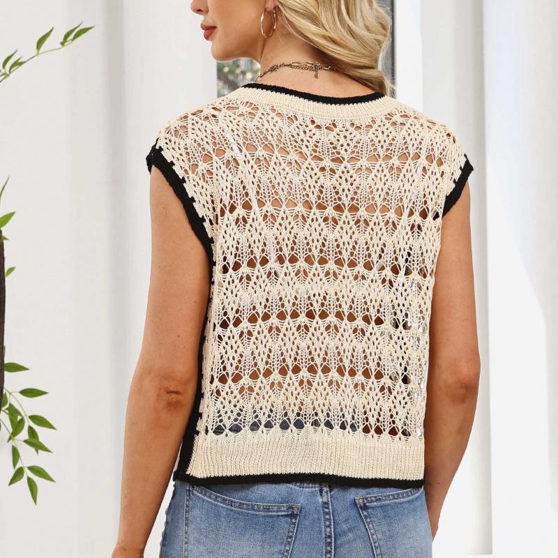 2026 Spring/Summer New Hollow Out Knitwear Women's Vest Top