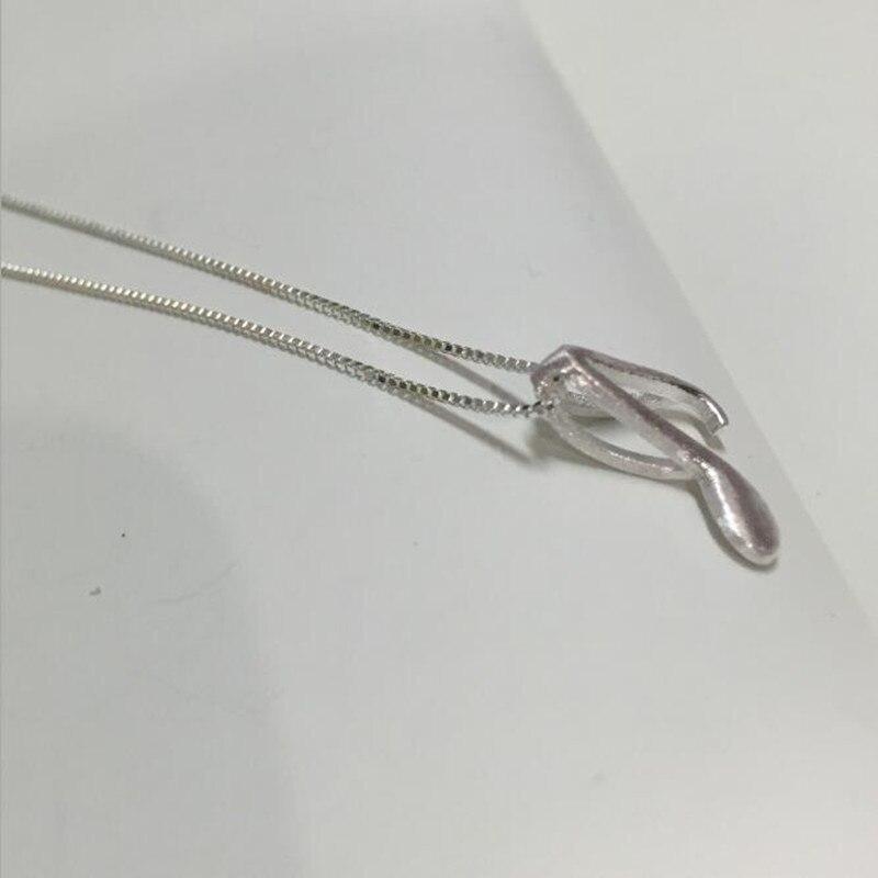 Creative Female 925 Sterling Silver Jewelry Fashion Simple Matte Note Cute Pendant Necklace Birthday Gift Xl180