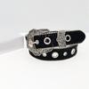 Large Eyelet Sequined Belt for Jeans Bead Trim PU Leather Belt Subculture Pants Belt Elegant Girl Clothing Waist Decors
