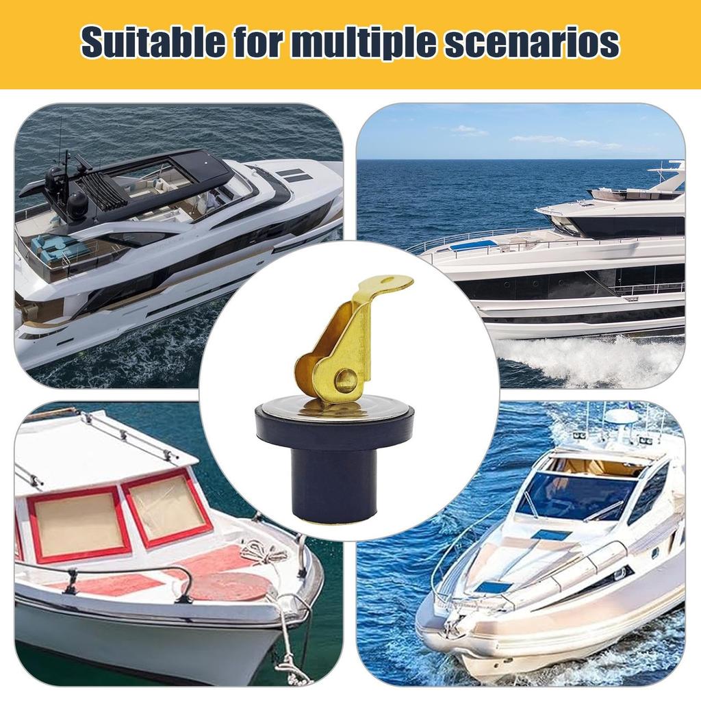 Drain Plug Boat Plug, 5/8" Marine Drain Plug, Brass Drain Plug with Handle, Rubber