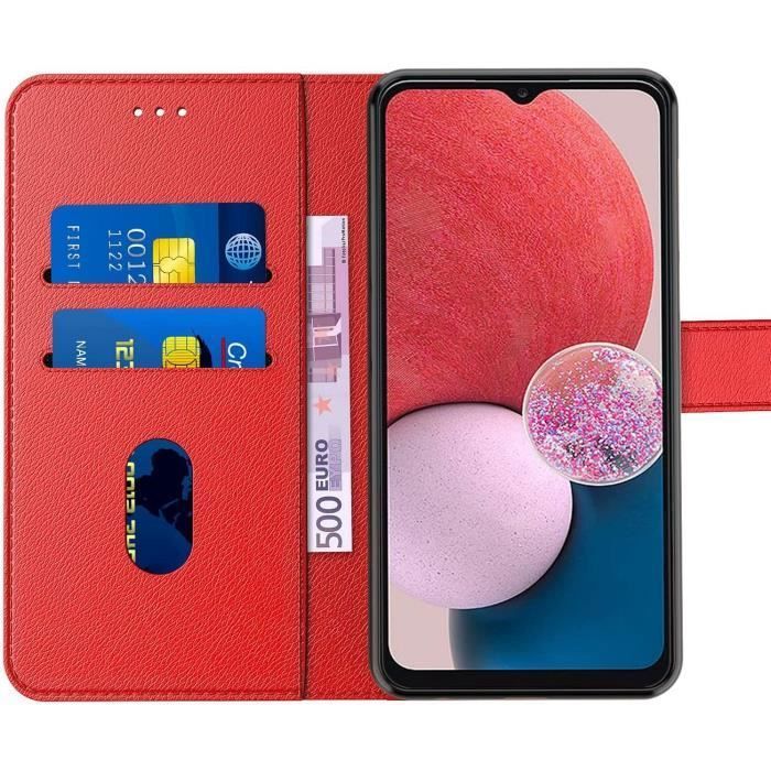 Coque pour Samsung Galaxy A23 5G + 2 Verres Trempés - BOOLING - Effet Cuir Antichoc Intégral Rouge