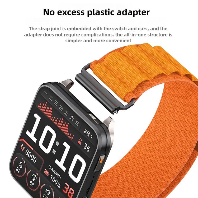 Metal‑Head G‑Buckle Alpine‑Loop Nylon Watch Band for Garmin Venu X1, 26mm Replacement Strap, Strap Only