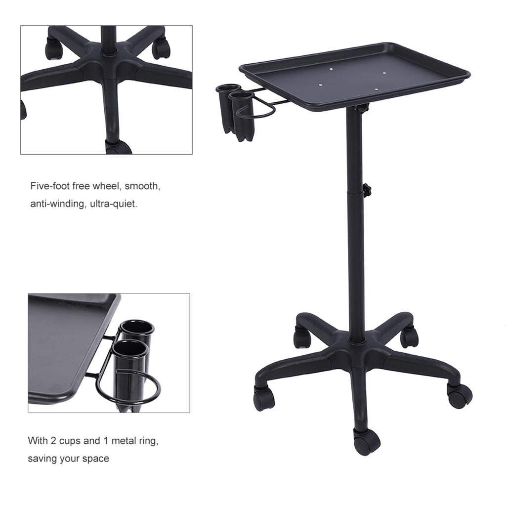 Aluminium Hair Salon Instrument Tray Adjustable Height Trolley Beauty Tools