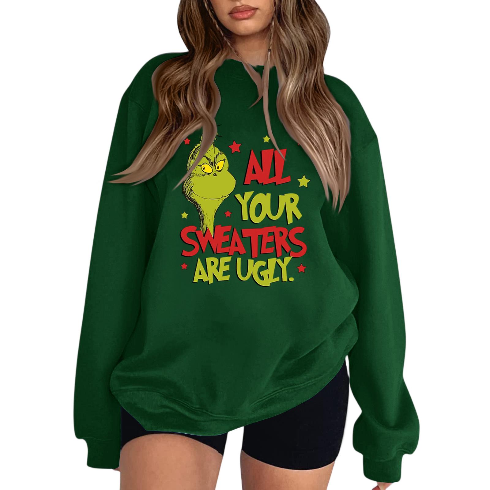 

Толстовка с круглым вырезом для женщин, осенние графические толстовки для отпуска с длинным рукавом и заниженной линией плеч XL винный