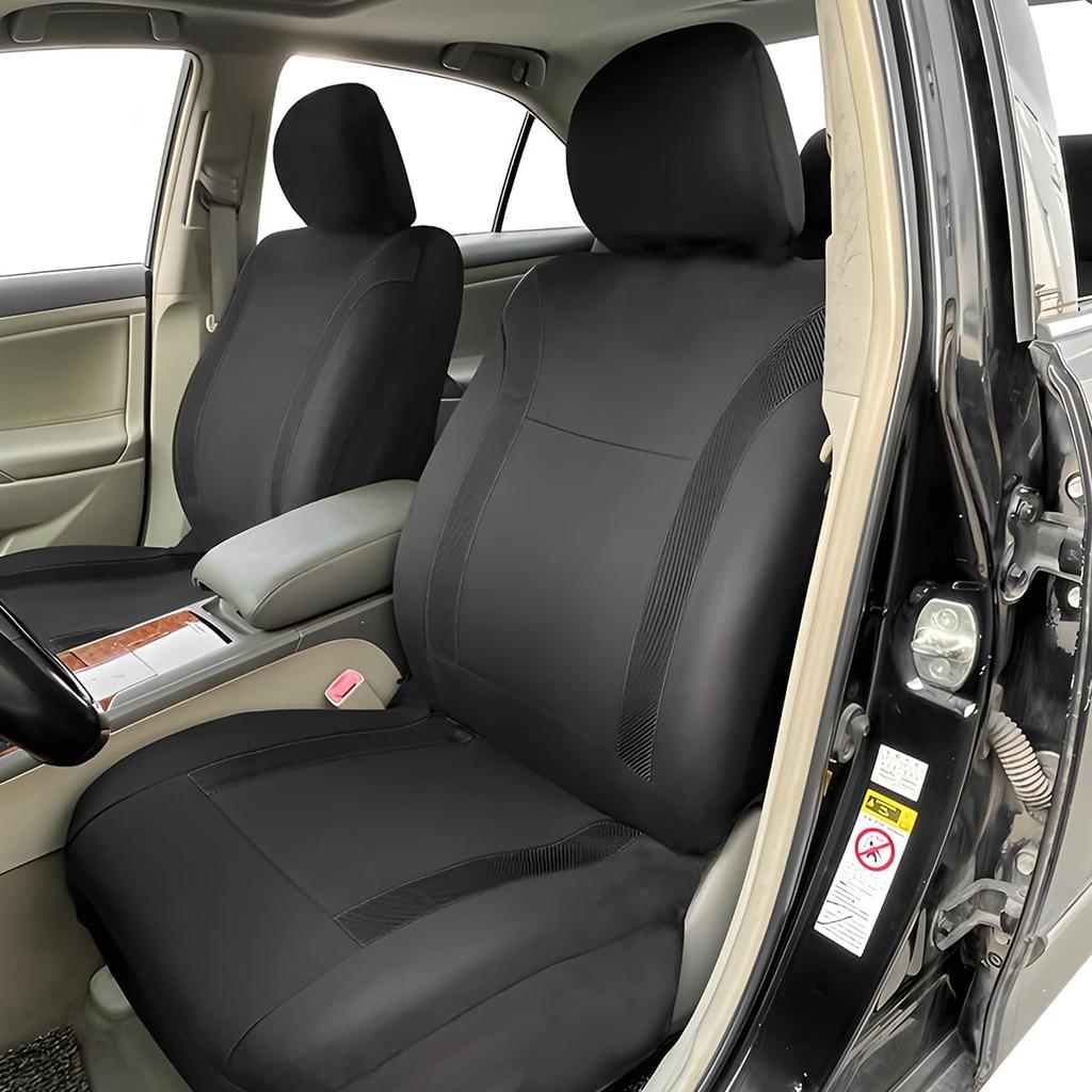 Car Seat Cover Full Sets, 9PCS Waterproof Vehicle Front and Rear Split Bench Covers with 3D Foam Back Support, Breathable Auto Seat Protective