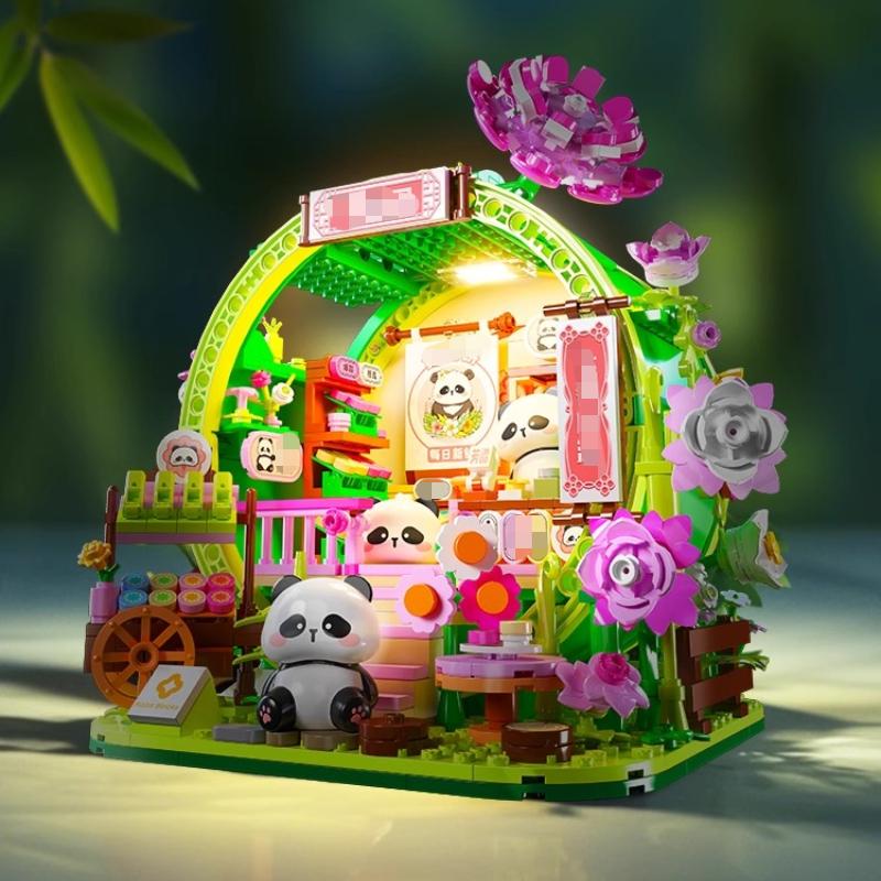 Panda Bamboo House Building Blocks Children's Educational DIY Handmade Creative Model Ornaments Trendy Toys Birthday Gifts