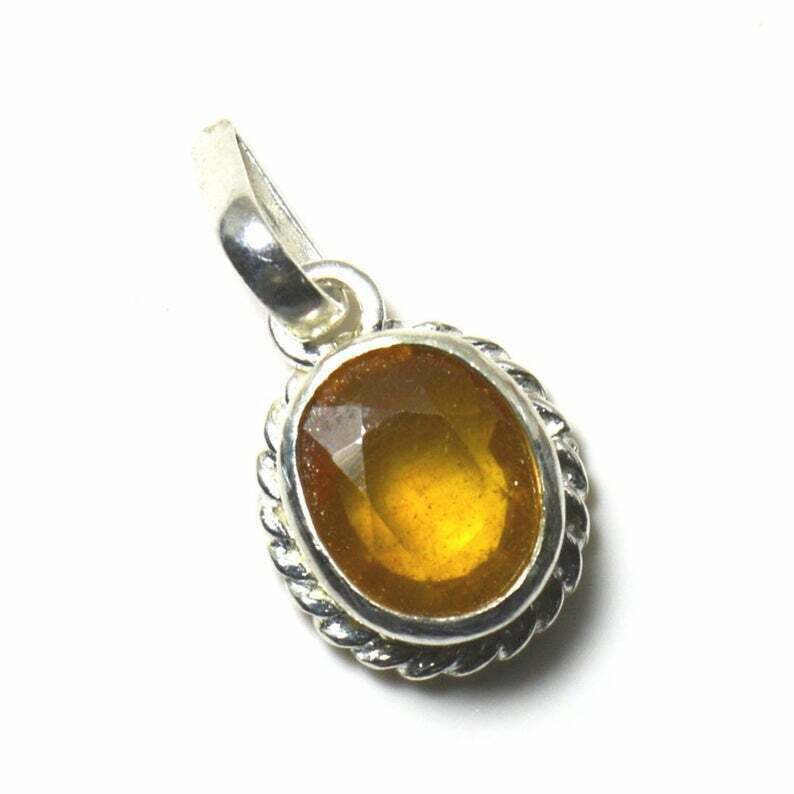 4 Crt. Yellow Sapphire 925 Sterling Silver Pendant Handmade Gift Pendant