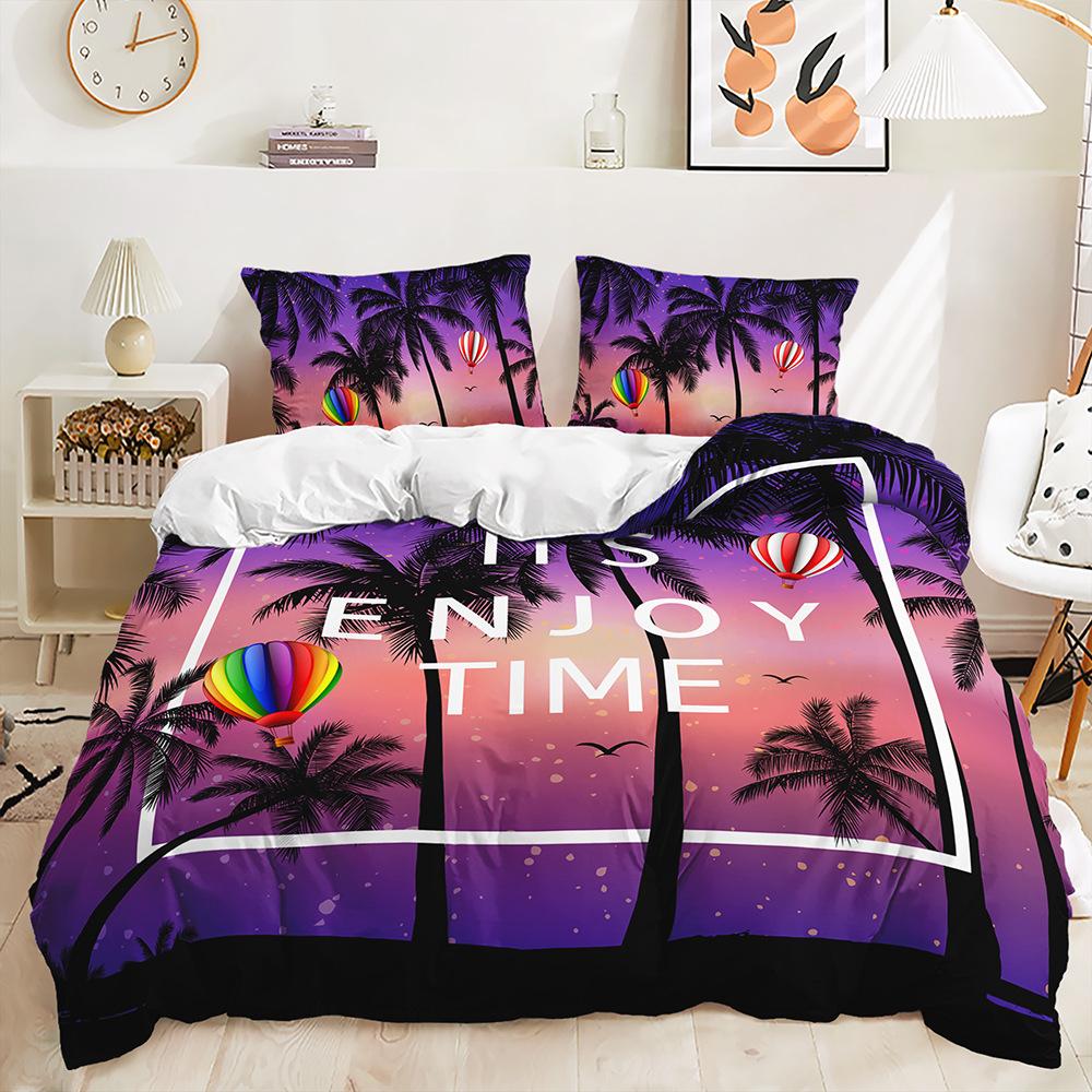 

Hawaiian Style Beach Three-Piece Quilt Cover Wish Sheets 3D Digital UK Single 135 * 200cm two-piece set (90g)