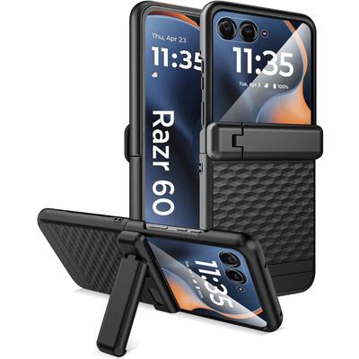 Hülle für Motorola Razr 70 Ultra / 60 Ultra, PC-Ständer Hülle, mit Glas, schwarz