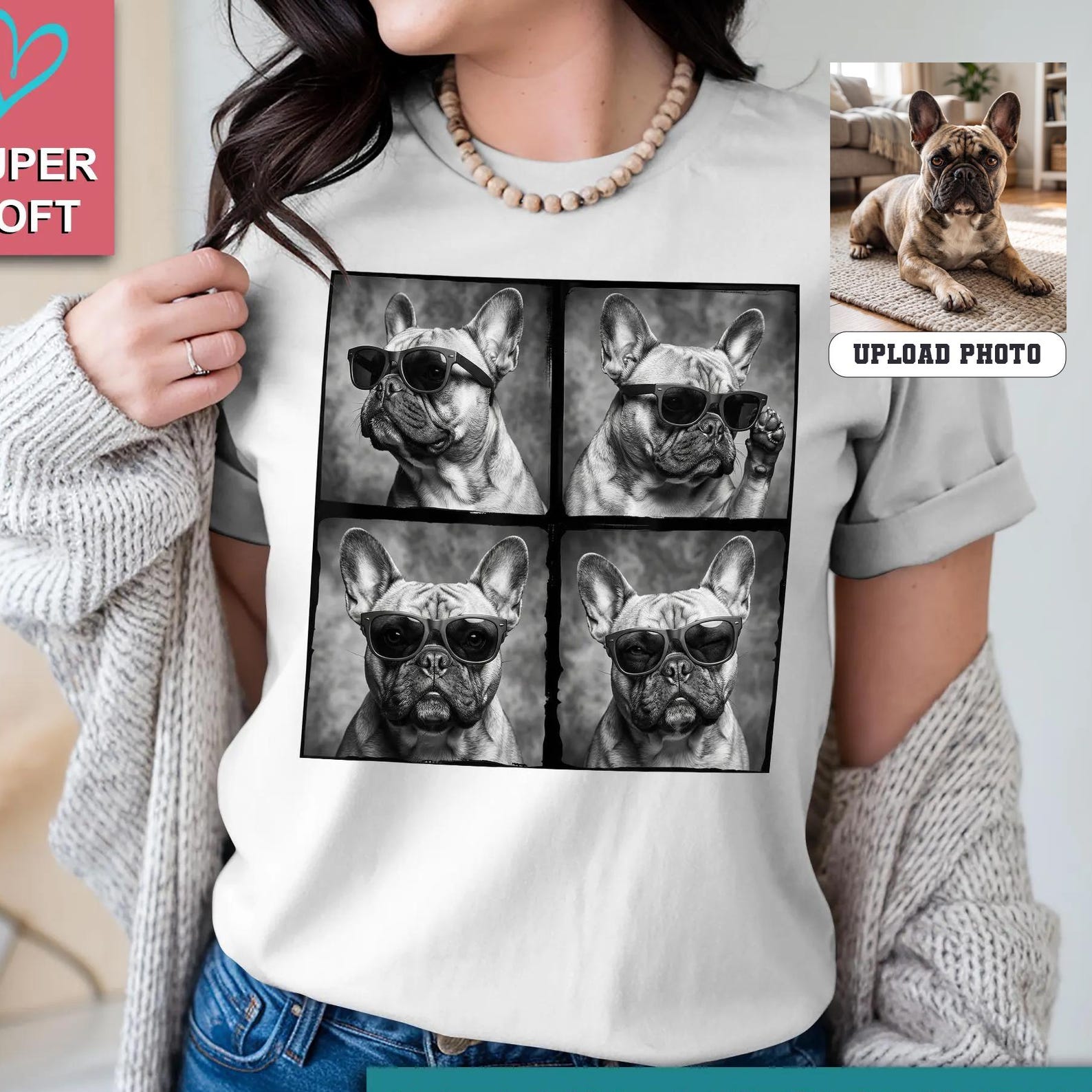 Custom Photo Cool Dog Sunglasses Shirt, Pet Photo Shirt, Personalized Dog Photo Booth Shirt, Pet Memorial Gift, Dog Mom Gift, Funny Pet Tee 3XL