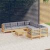 Vidaxl 9-Cz. Conjunto de Salón para Jardín, Cojines Grises, Pino