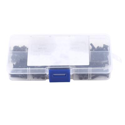 200PcsBox M3 Countersunk Flat Head Hex Socket Screw Bolt Machine Fastener Assortment Set