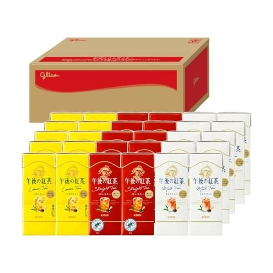 [Ezaki Glico Amazon Shop Limited] Kirin Afternoon Black Tea 250ml Set of 30 Glico Box Paper Pack Milk Tea Lemon Tea Straight Tea Glico Box