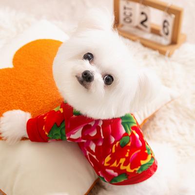 Toamnă și Iarnă Câine Stil Retro Jachetă cu Flori Nord-Est Hanorac pe Două Picioare Câine de Talie Mică și Medie Bujor Pisică Animal de Companie Haine pentru Câini