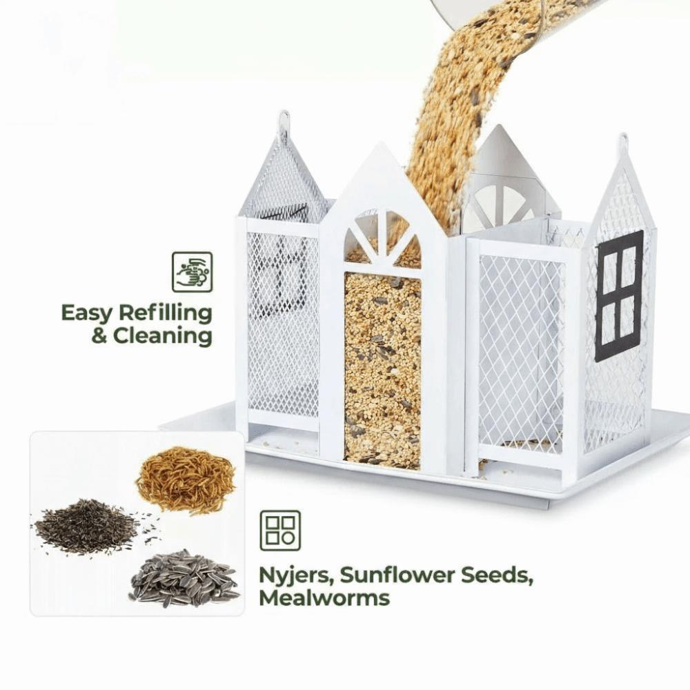 Large Capacity Wild Bird Feeder House Shape Bird Feeding Station  Yard Decoration