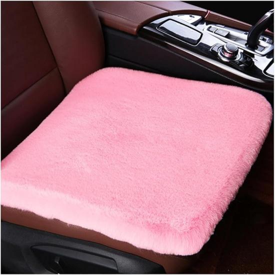 Sheepskin Car Seat Cushion, Comfortable Soft Fur Wool Auto Front Seat Cover, Vehicle Seat Protector Pad For Warm Winter Office Chair, Universal Decor