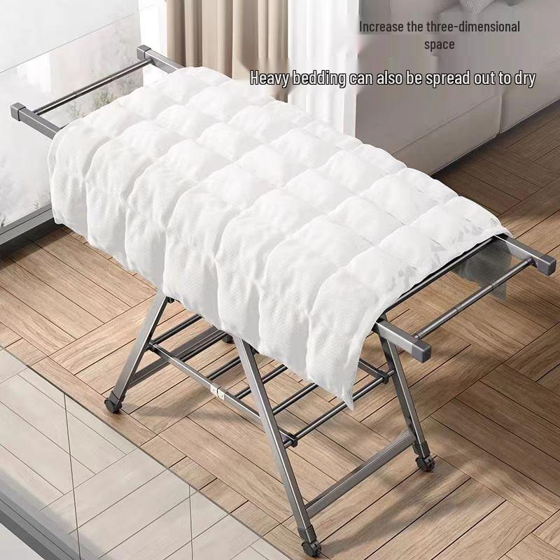 Floor-Standing Vertical Folding Balcony Clothes Drying Rack for Home and Dorm Use