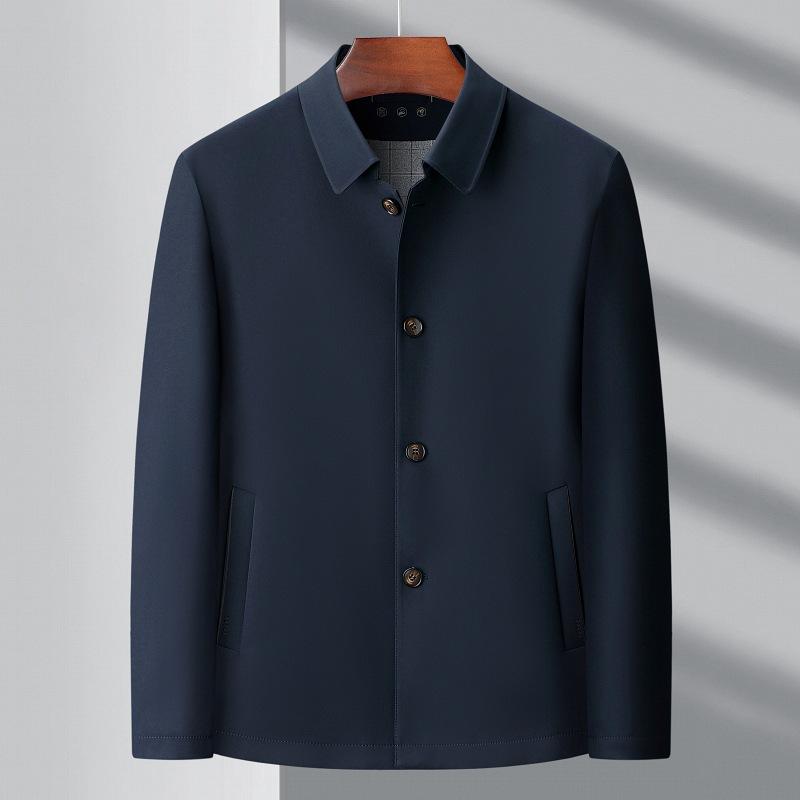 Men's Spring and Autumn Jacket Middle-aged High-end Business Casual Jacket Daddy Lapel Button Top
