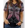 Summer Ladies Tiger Print Retro Fashion T-shirt Casual V-neck Women's Clothing