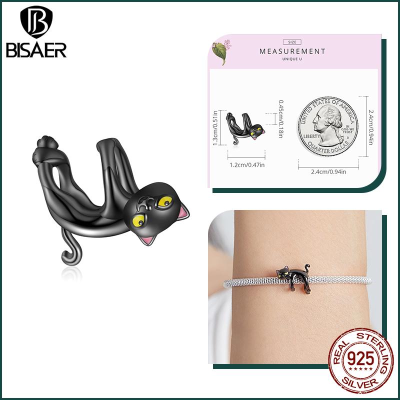 BISAER Plata 925 Encanto Lindo Perro Cuentas Perro Salchicha Mascota Animal Colgante Chapado en Platino Apto Mujeres Pulsera DIY Joyería Fina