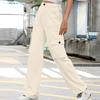 Women's Casual Street Style Multi-pocket Straight High Waist Slim Wide Leg Work Trousers