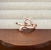Anello Gatto Geometrico Europeo & Americano, Design Aperto Regolabile, Ornamento Animale Lavorato a Maglia per Dita.