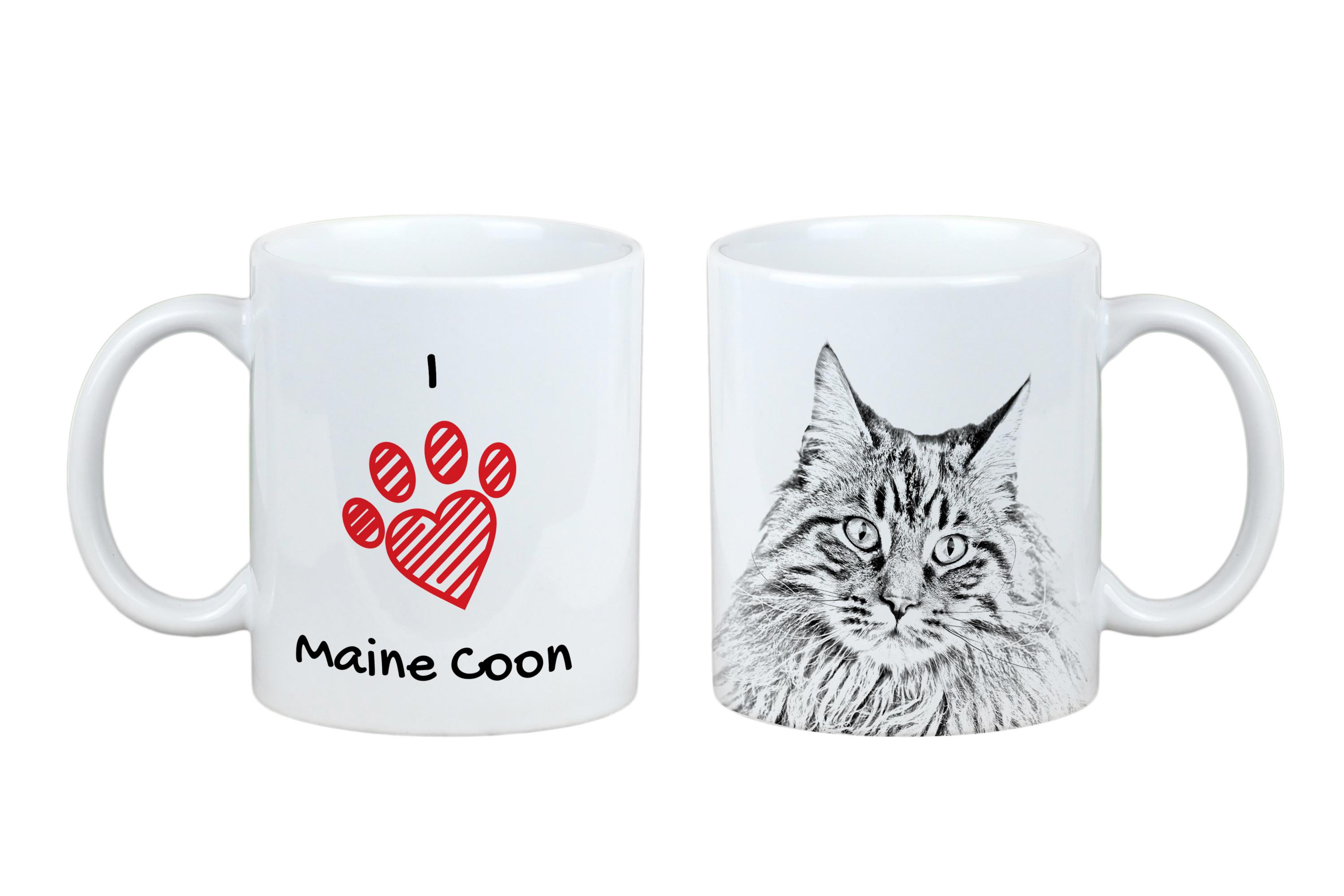 

Maine Coon - cup with a cat, cute cup with graphics, a gift with your photo from the Art-Dog brand білий
