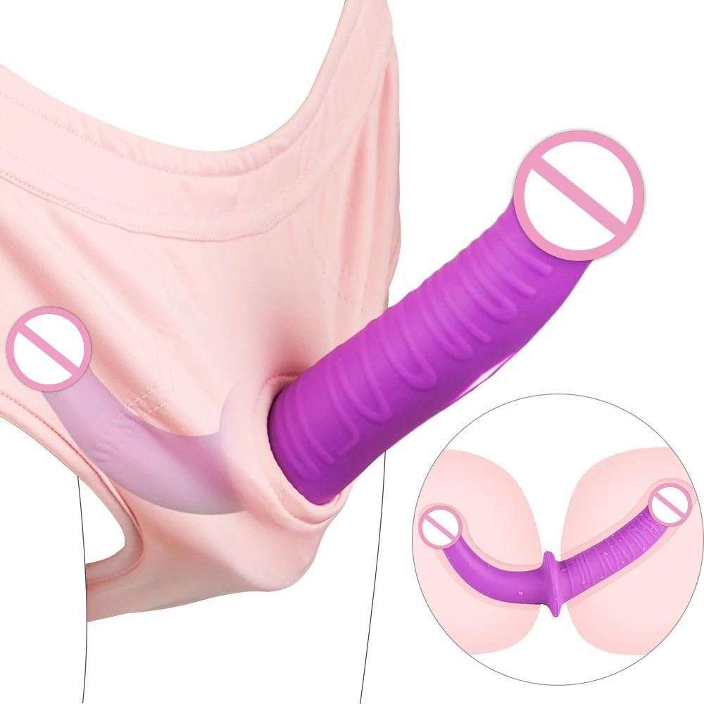 Strap On Double Dildo Clitoris Stimulator Anus Vagina Massage G Spot Dildo Penis Strapless Strapon Sex Toys for Lesbian Women
