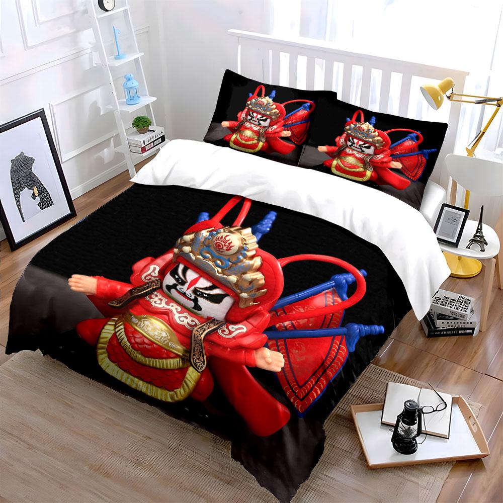 Opera-themed warrior character. Bedding sets Duvet cover sets Duvet covers Pillowcases(1*Duvet Cover 2*Pillowcases without duvet insert)