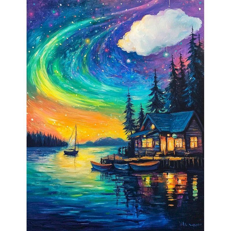 5d Diamond Painting Starry Sky Scenery Cross Stitch Full Round Drill Embroidery Forest Landscape Needlework Home Decor