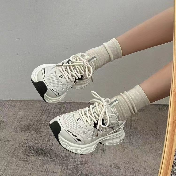 Women's Shoes Autumn New Ins Fashionable Platform Silver Dad Shoes Women's Summer Lightweight Sneaker Casual Running Shoes