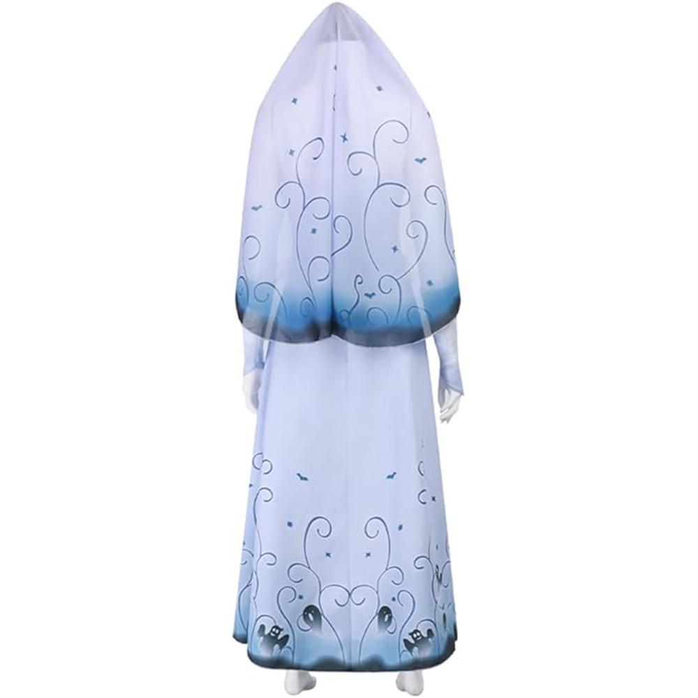 Women Bride Emily Cosplay Wedding Dress Corpse Emily Costume Dress Wig Veil Ghost Bride Suit for Halloween Party