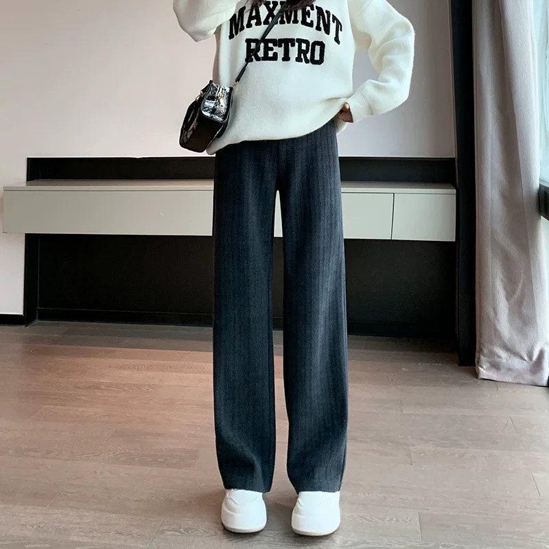 

Maternity Wide Leg Winter Pants with Velvet, Belly Support, Plus Size, 2025 New Large (110-135 jin)