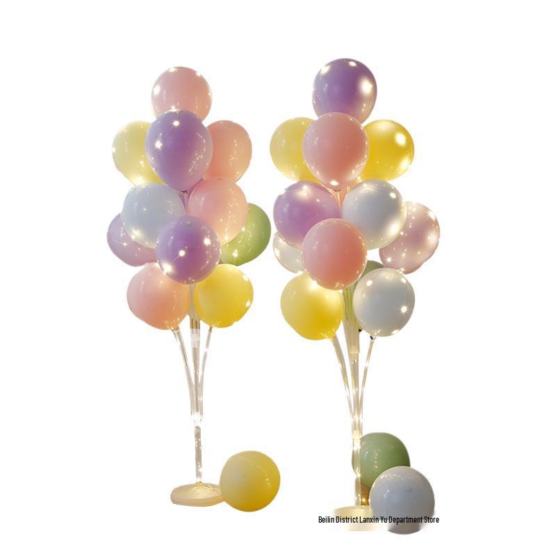 Anniversary & Birthday Balloon Column Decorations: Event Scene Layout with Floor and Background Balloons