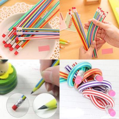 3Pcs Creative Bendy Flexible Soft Pencils with Eraser for Kids Entertainment