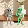 Alien Drinking Beer Resin Figurine Sculpture Ornament Small Collectible Statue for Office Entryway Home Garden Outdoor Decor