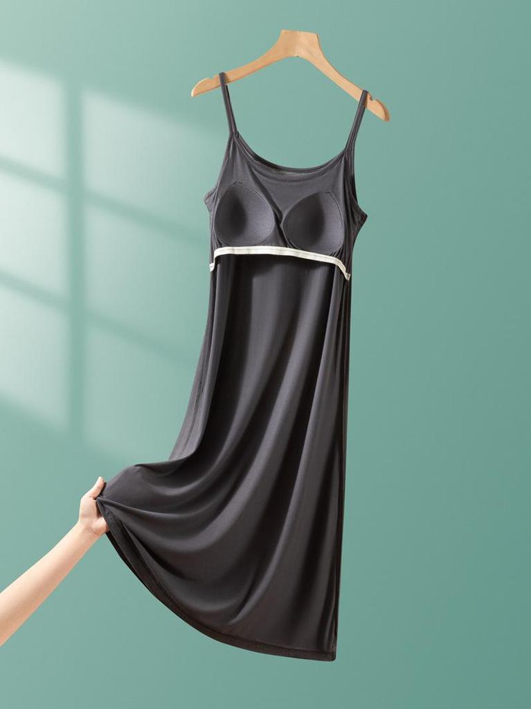 Modal Strappy Built-in Bra Summer Sleeveless Dress for Women 2025