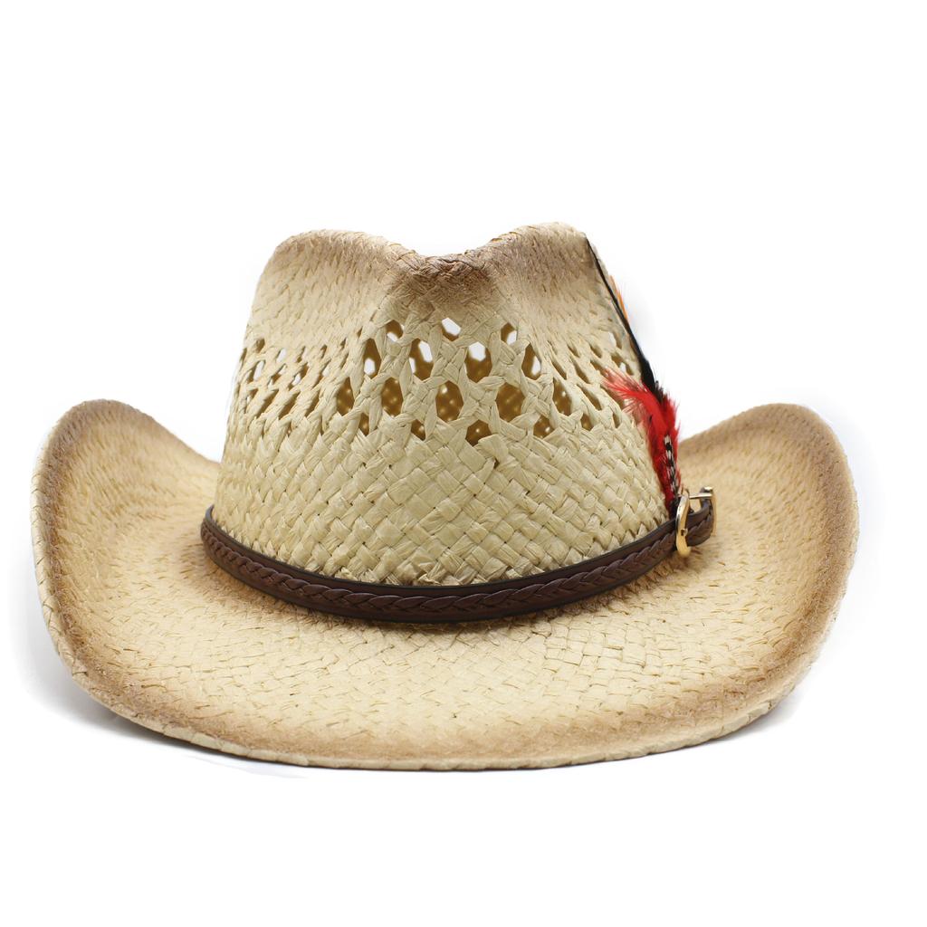 Hat Western Cowboy Jazz Hat Men'S And Women'S Straw Hat Summer Outdoor Shade Sun Hat