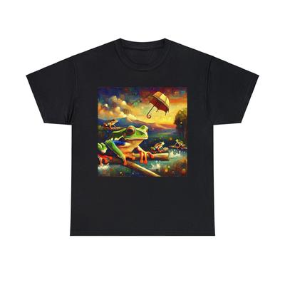 Unisex Adult T Shirt Retro Frogs Artwork Oil Painting Style Trippy Fun Graphic