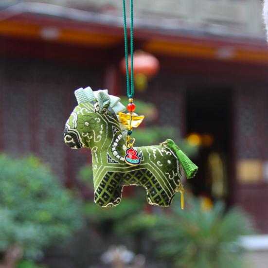 Stjärntecknet Häst Påse Traditionell Handbroderad Kinesiskt Hantverk Doftande Bilpåse Dekoration med Tofsar Och Rosetter Myggavvisande Uppfriskande