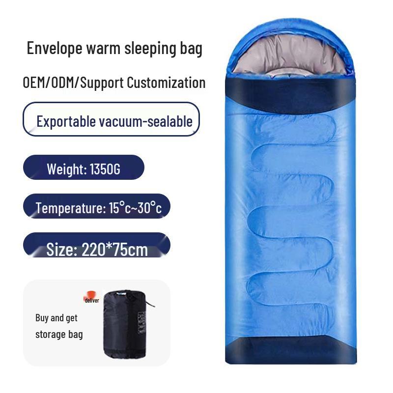 Outdoor Camping Portable Envelope Sleeping Bag - Dirt-Proof, Warm, Thick, Pure Cotton for Adults
