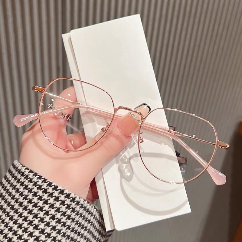 Retro Korean-Style Ladies  Metal Frame Anti-Blue Light Reading Glasses - Trendy, Youthful Look for the Elderly +4.00