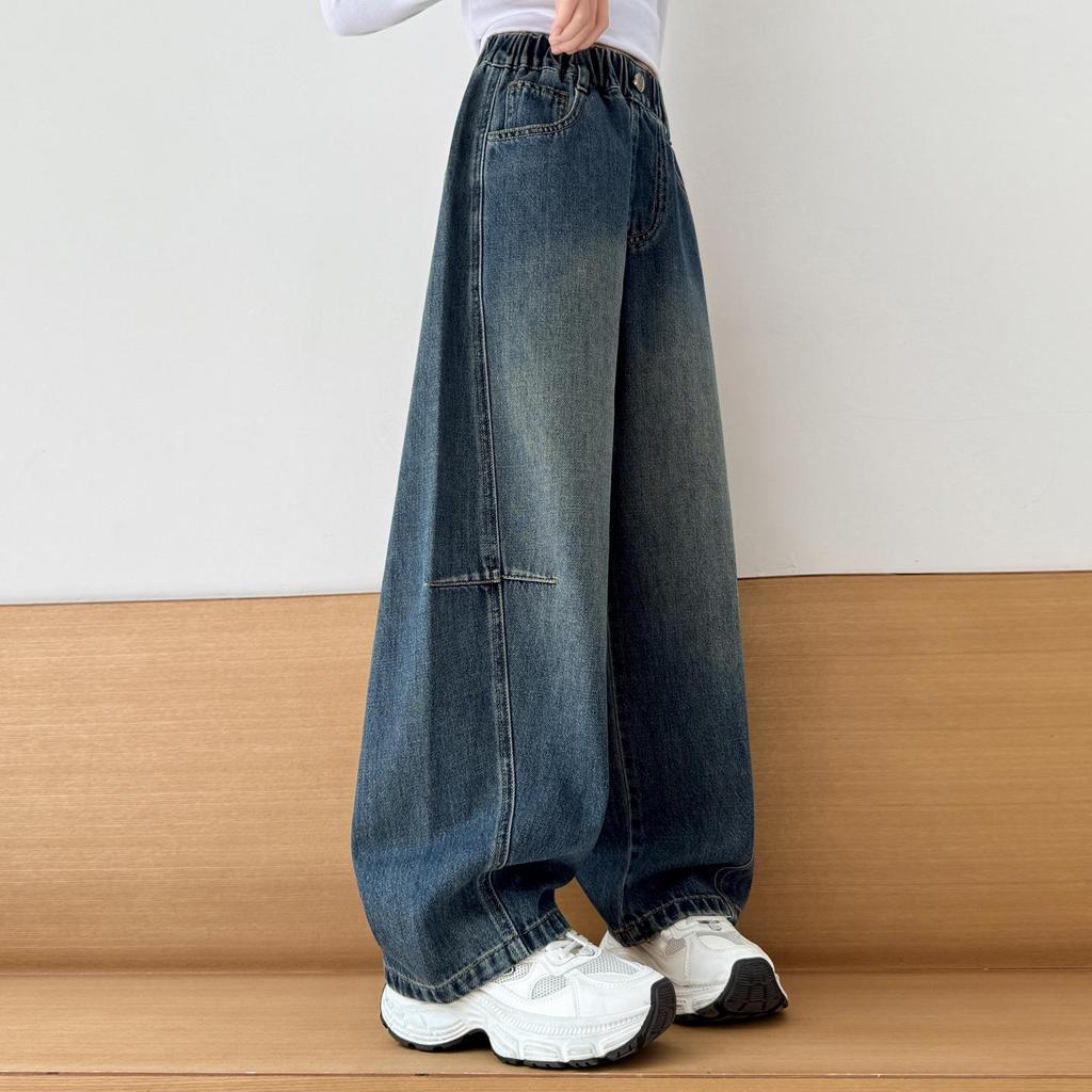 2025 Girls' Fleece-lined Wide-leg Jeans for Autumn/Winter - Scimitar Style