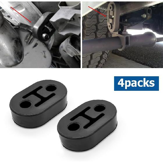 Car Exhaust Hanger, 4PCS Rubber Ulator Bushing Mount, 2 Holes 0.47 Inch (12Mm), Auto Muffler Shock Absorbent Bracket Mount, High-Density Tailpipe